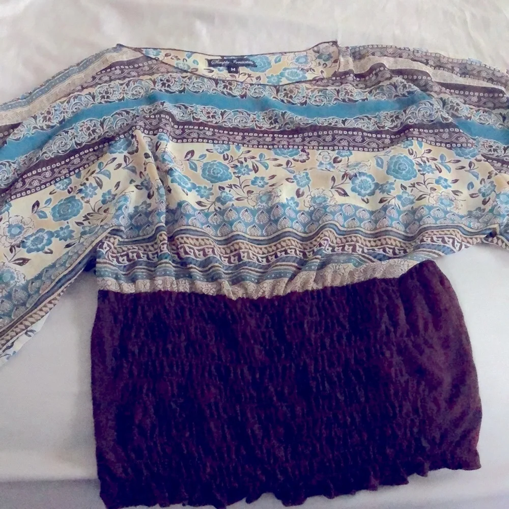 Simply Irresistible Kimono Blue Brown Clubwear Hippie‎ Top - Picture 2 of 7